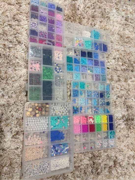 Other - Clear Plastic Compartment Storage Box - Multi-Color Bead Organizer